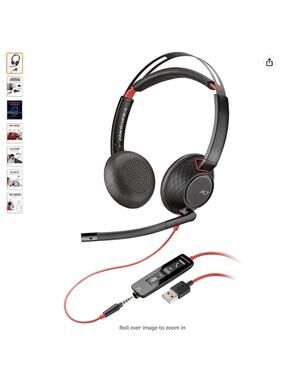 Poly Blackwire 5220 USB-A Wired Headset (Plantronics)